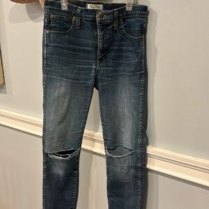 Madewell 10" High Rise Skinny Jeans Distressed in Blue SZ 28